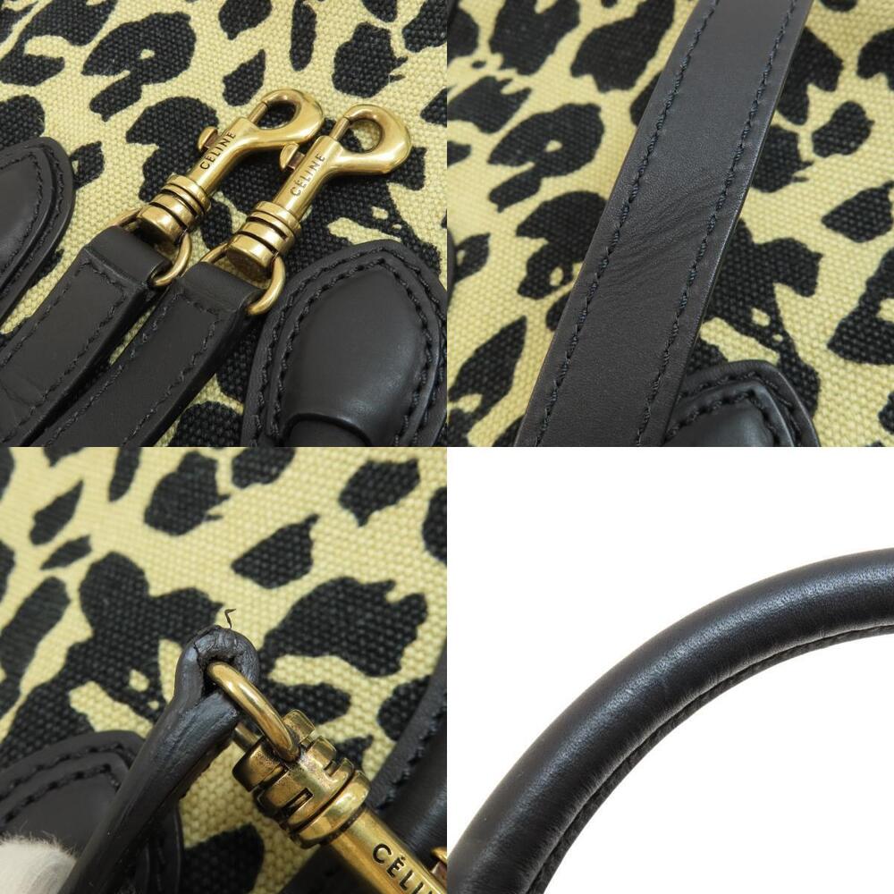 Celine Luggage Leopard Handbag Canvas Calfskin - Picture 9 of 11